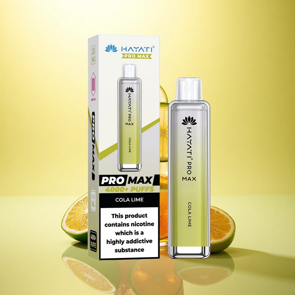 Hayati Pro Max 4000 Puffs Cola Lime cu 5% Nicotină și Baterie 1400mAh Recarregabilă