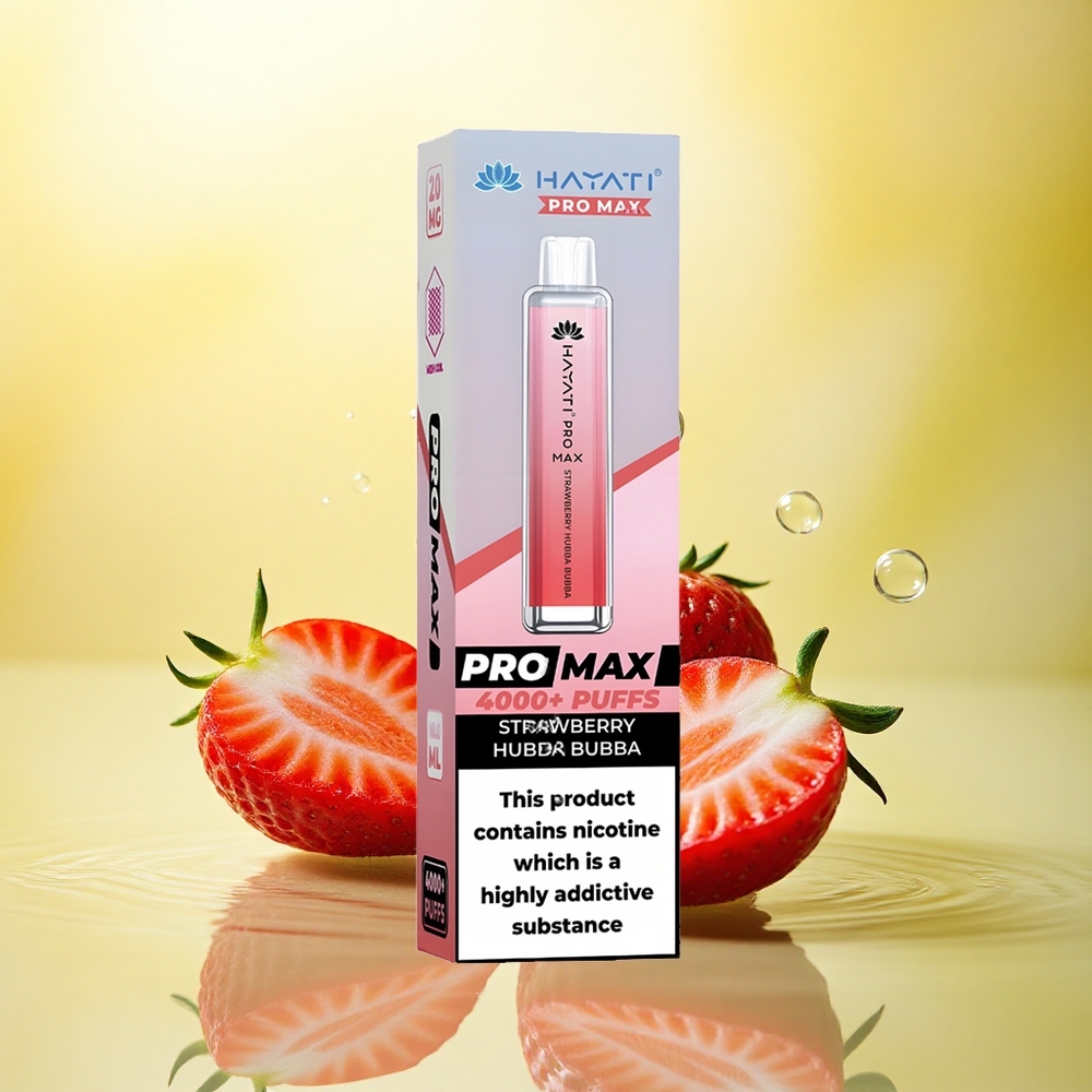 Hayati Pro Max 4000 Puffs Hubba Bubba Căpșuni cu 2% Nicotină și Baterie 1400mAh