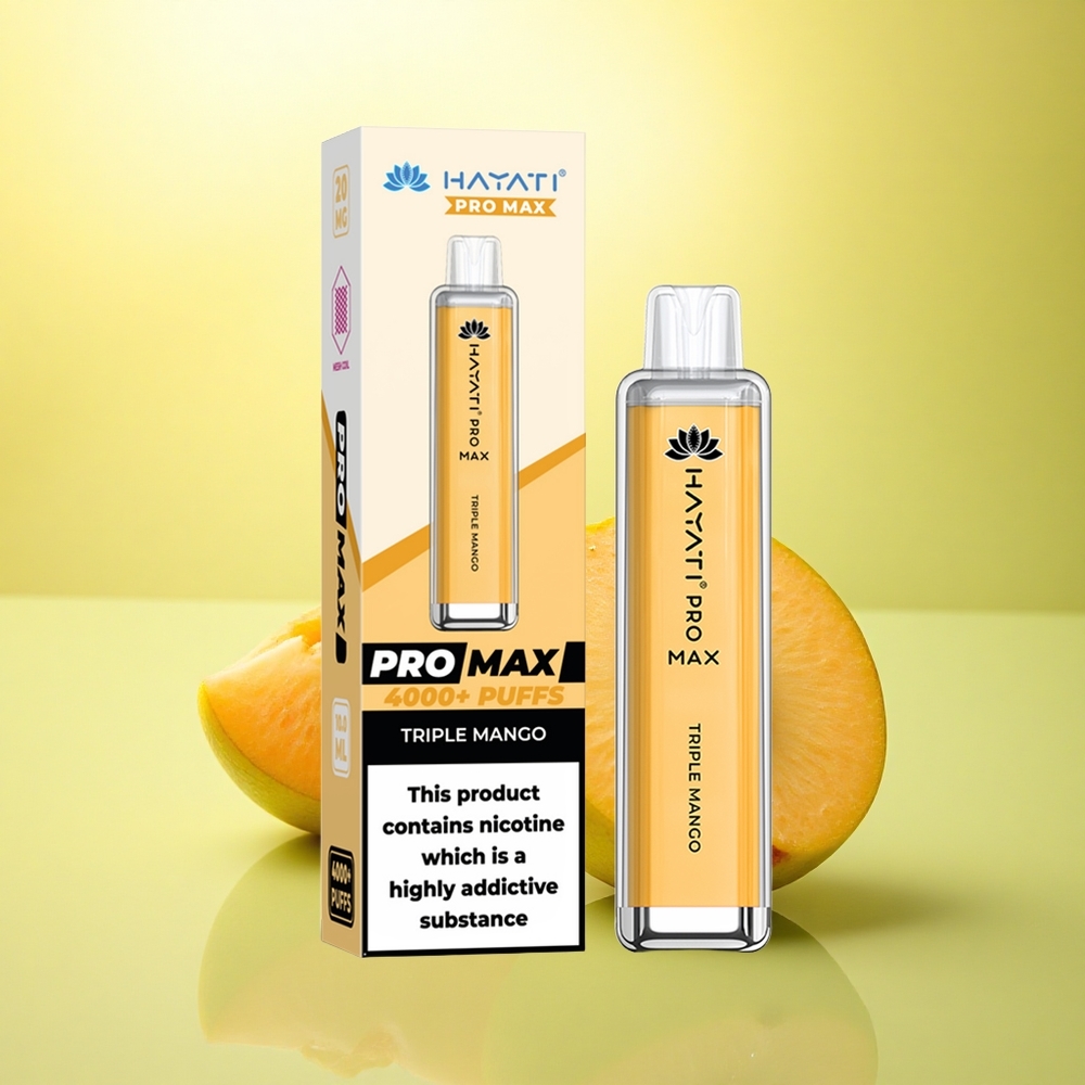 Hayati Pro Max 4000 Puffs Mango Triplu cu 5% Nicotină și Baterie 1400mAh