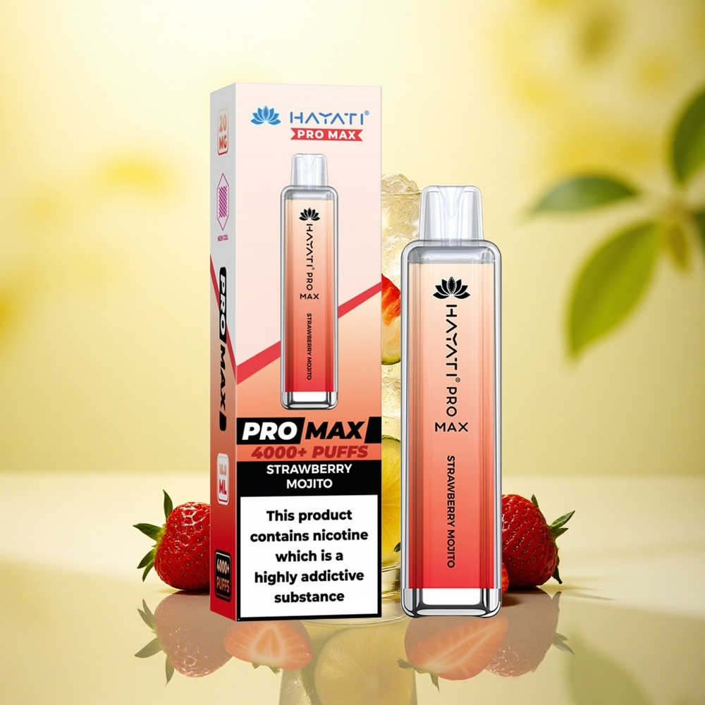 Hayati Pro Max 4000 Puffs Mojiță de Căpșuni cu Nicotină 5% și Baterie 1400mAh