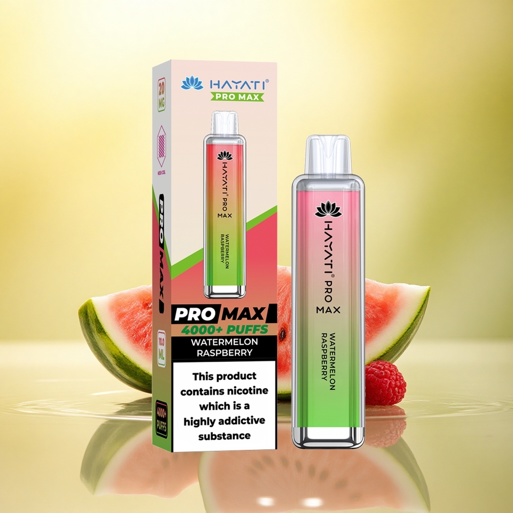 Hayati Pro Max 4000 Puffs Pepene Zmeură cu 5% Nicotină și Baterie 1400mAh