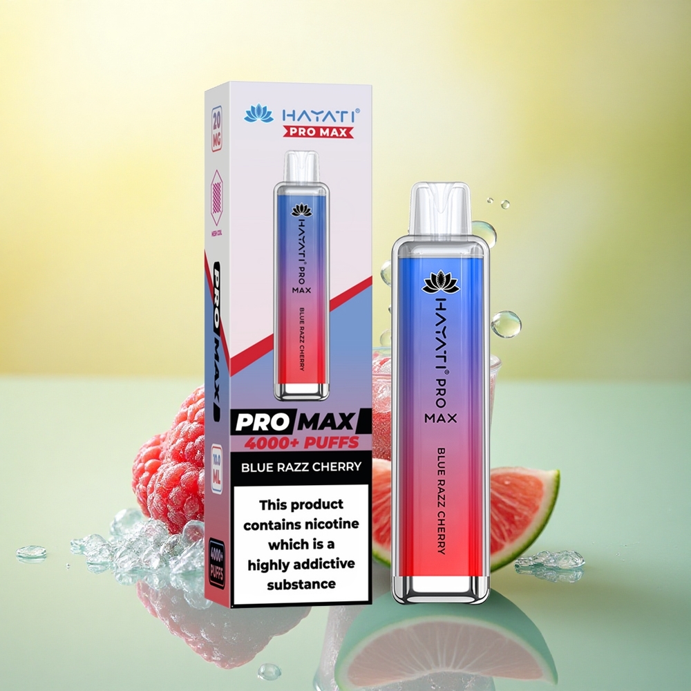 Hayati Pro Max 4000 Puffs Visină Zmeură Albastră cu 5% Nicotină și Baterie 1400mAh Reîncărcabilă