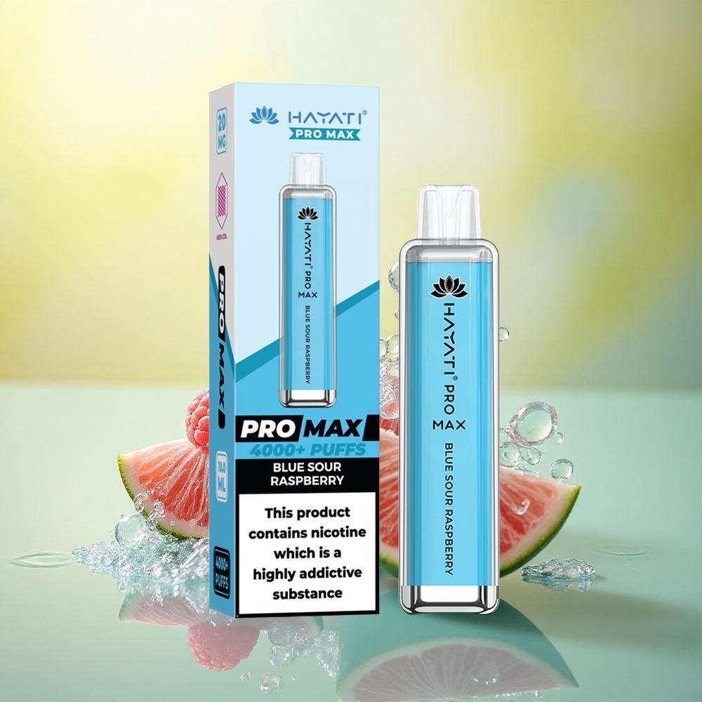 Hayati Pro Max 4000 Puffs Zmeură Acră Albastră cu 5% Nicotină și Baterie 1400mAh