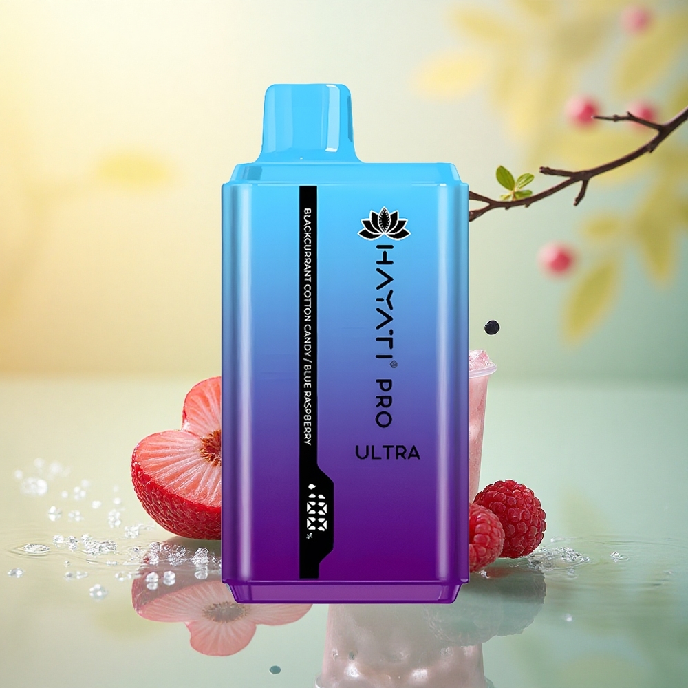 Hayati Pro Ultra 15000 Puffs Coacăz Negru Vată de Zahăr Zmeură Albastră cu 850mAh și 2% Nicotină