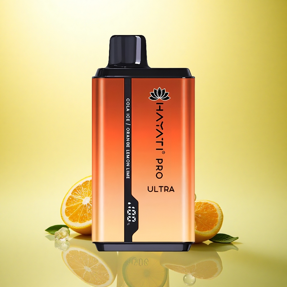 Hayati Pro Ultra 15000 Puffs Cola Gheață Portocală Lămâie & Lime cu 2% Nicotină și 850mAh