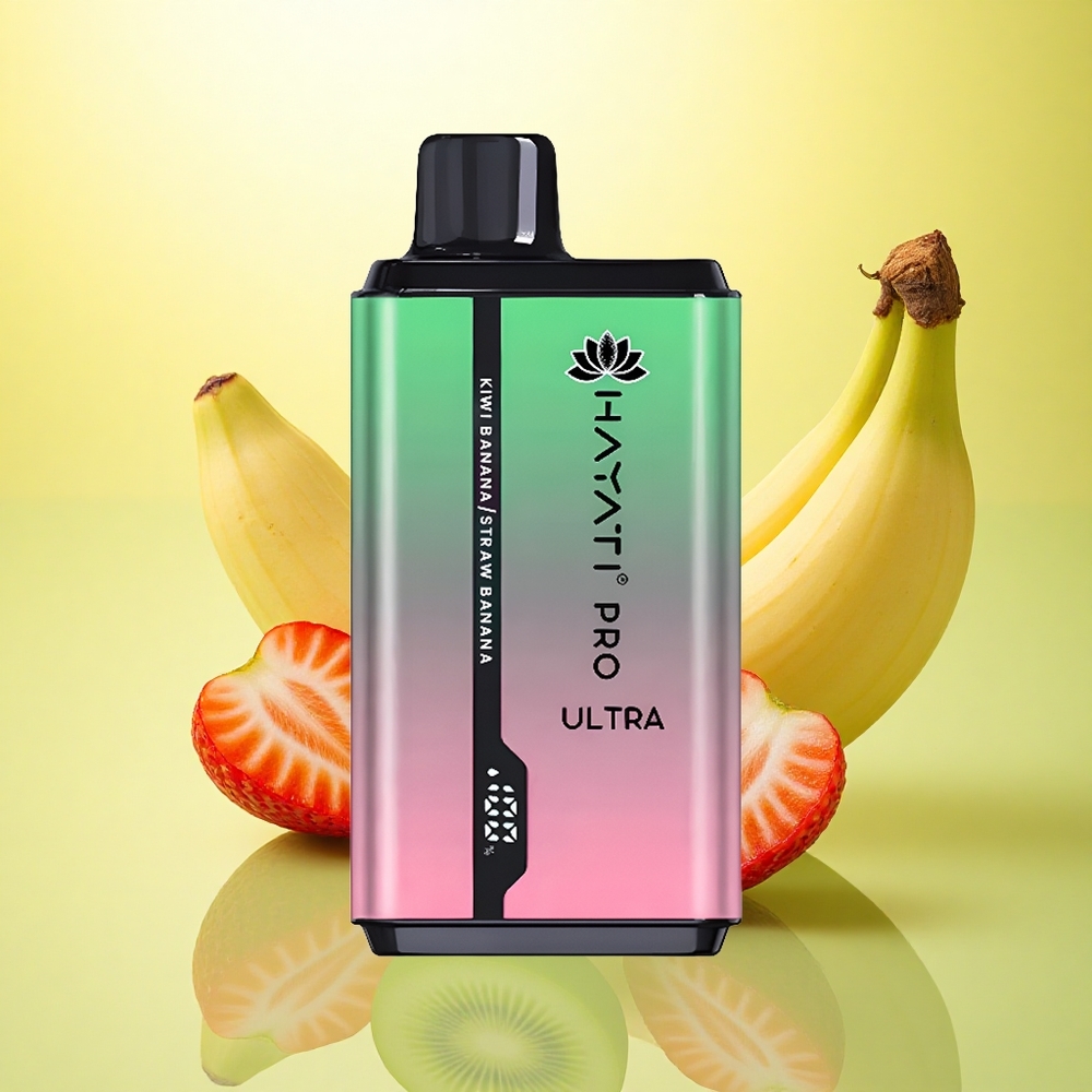 Hayati Pro Ultra 15000 Puffs Kiwi Banana Strawberry Banana cu 850mAh și 2% nicotină