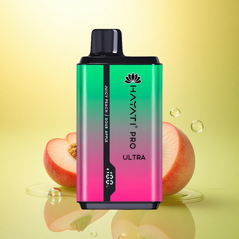 Hayati Pro Ultra 15000 Puffs Măr Acru Piersică Zemoasă cu 850mAh și 2% Nicotină