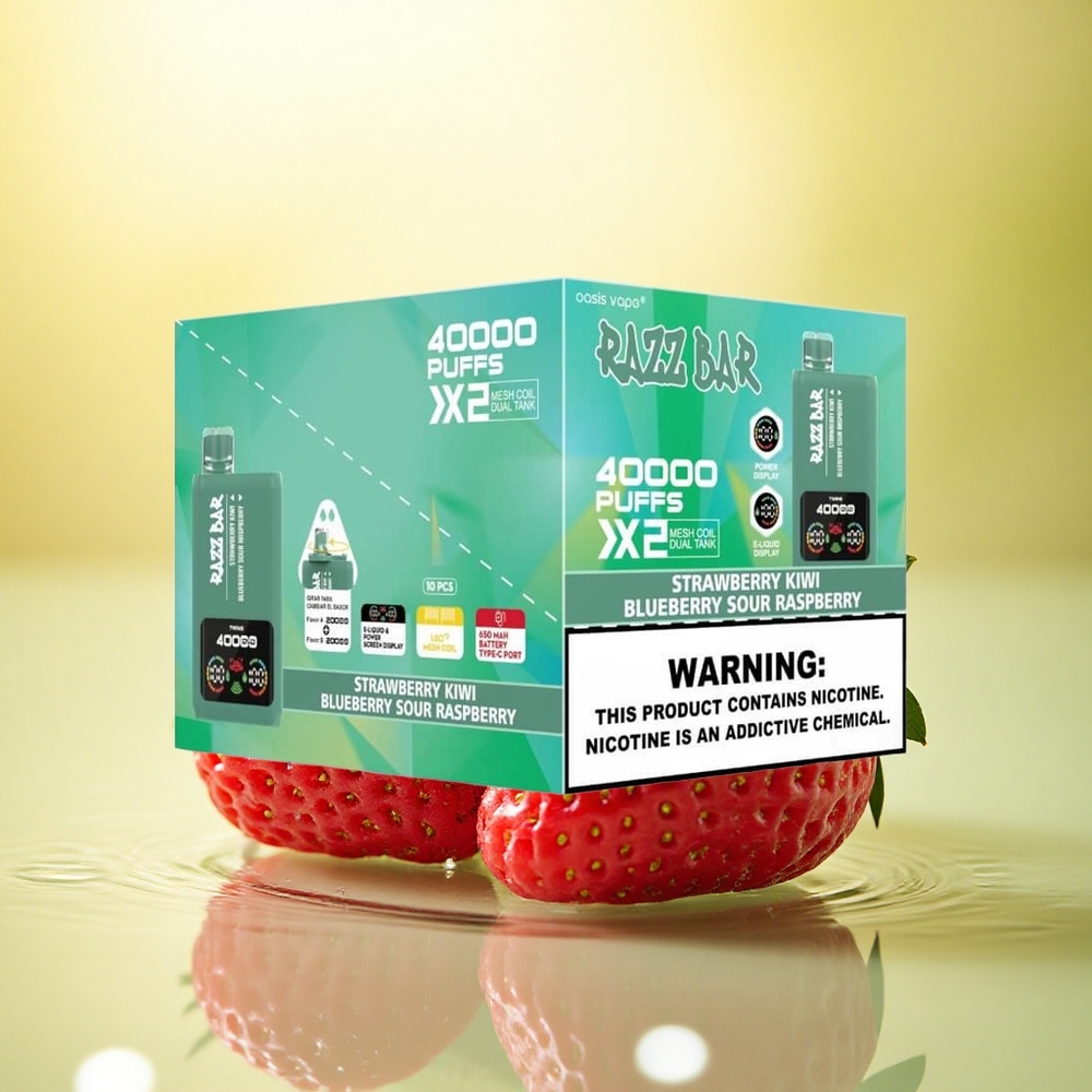 Razz Bar 40000 Puffs Capsuni Kiwi - Afine Zmeură Acră cu 650 mAh și 2%,5% Nicotină