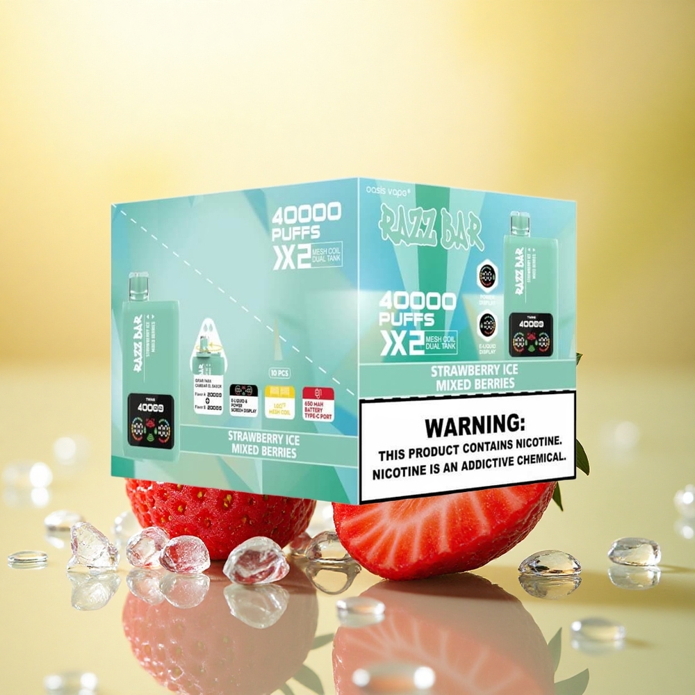 Razz Bar 40000 Puffs Cozonacă de Fructe de Pădure - Ecran Putere, 650 mAh, 5% Nicotină