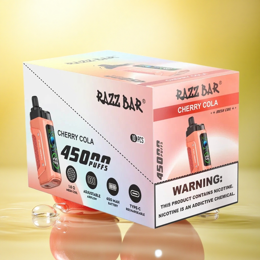 Razz Bar 45000 Puffs Colă Vișine Coil 1.0 Ohm Baterie 650 mAh