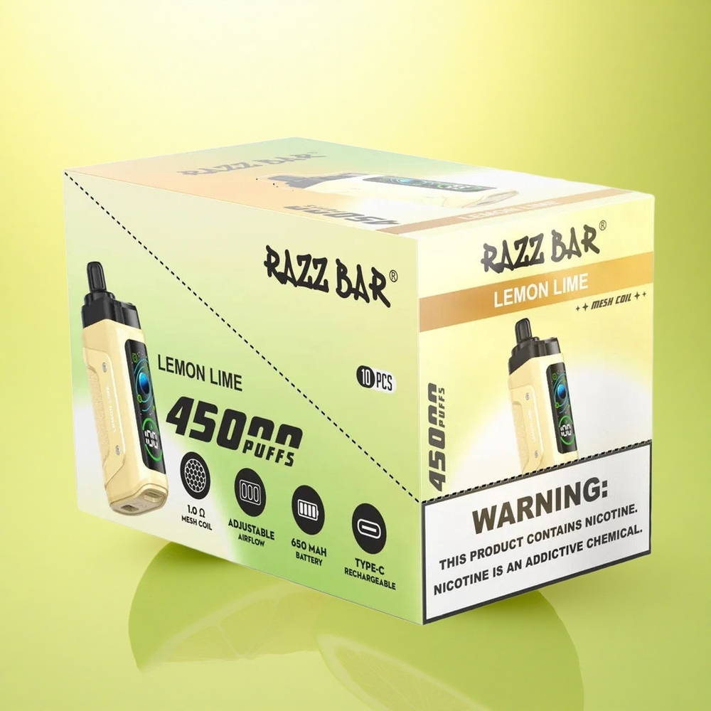 Razz Bar 45000 Puffs Lămâie Lime cu Coil Mesh 1.0 Ohm și 650 mAh