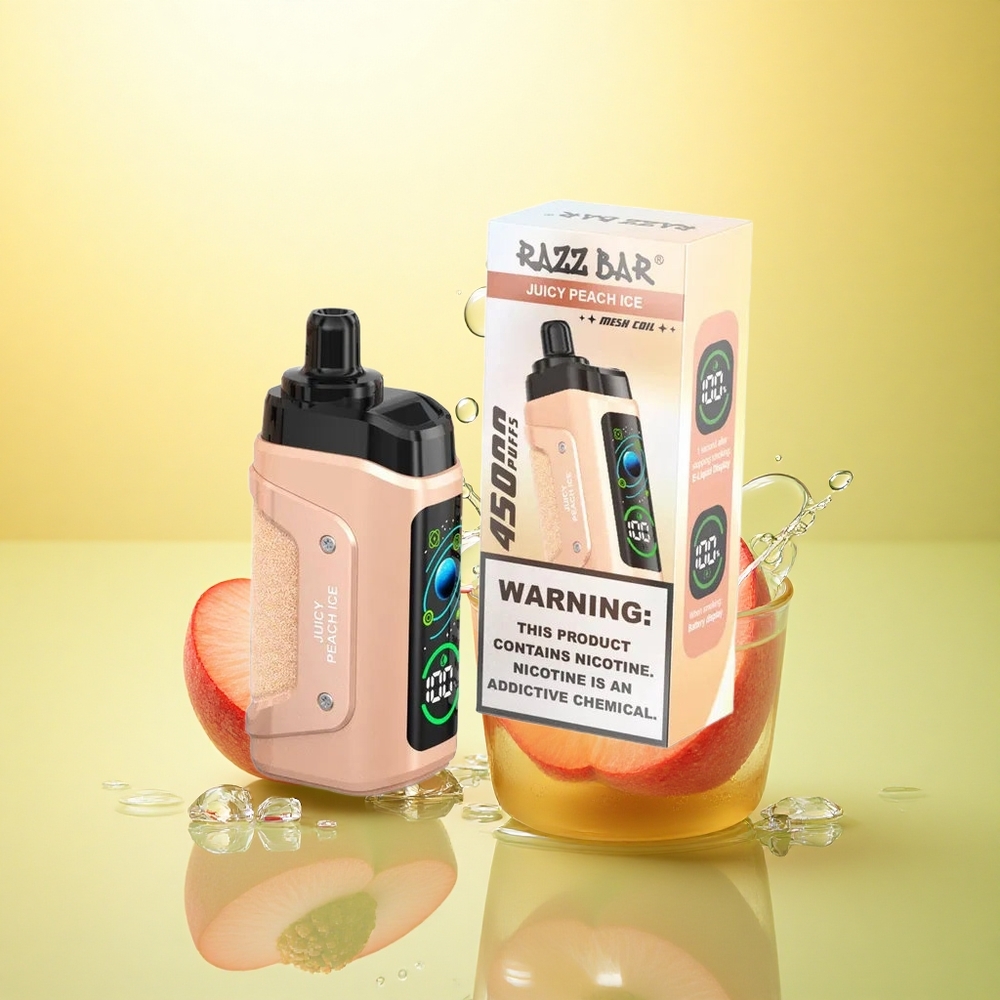 Razz Bar 45000 Puffs Piersică Zemoasă Gheață cu 20 mg/ml Nicotină și 650 mAh