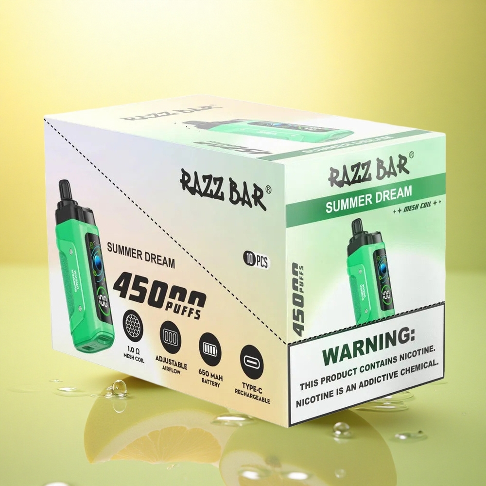 Razz Bar 45000 Puffs Vis de Vară cu 20 mg/ml Nicotină și 650 mAh