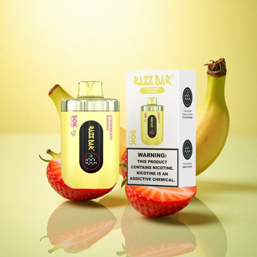 Razz Bar 50K Puffs Căpșună Banană 1.0 Ohm 650mAh 2% Nicotină