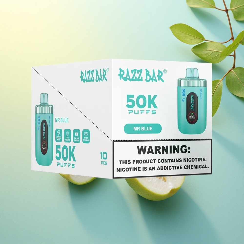 Razz Bar 50K Puffs Domnul Albastru 650mAh 1.0Ohm 2% Nicotină