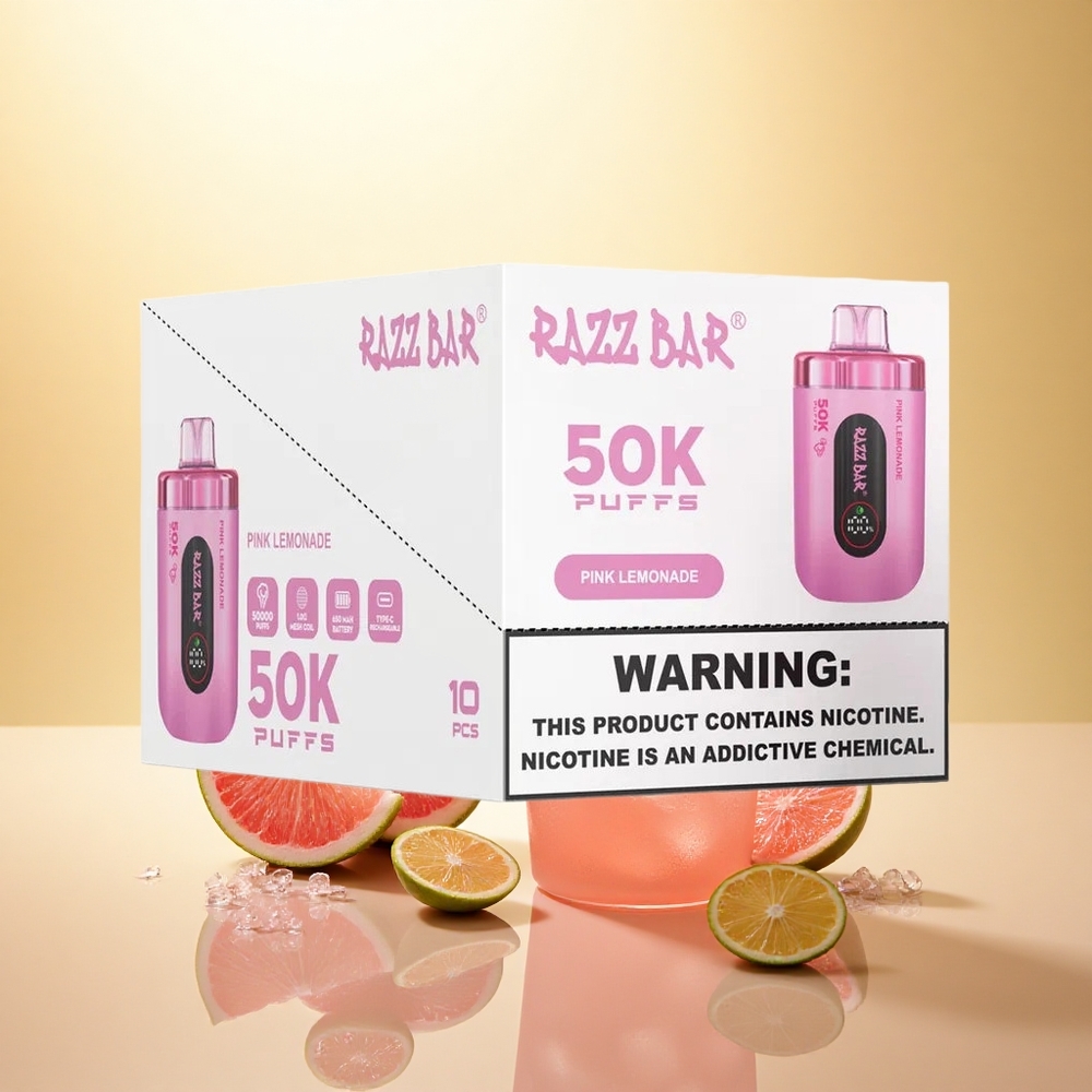 Razz Bar 50K Puffs Limonadă Roz cu 2% Nicotină și 650 mAh
