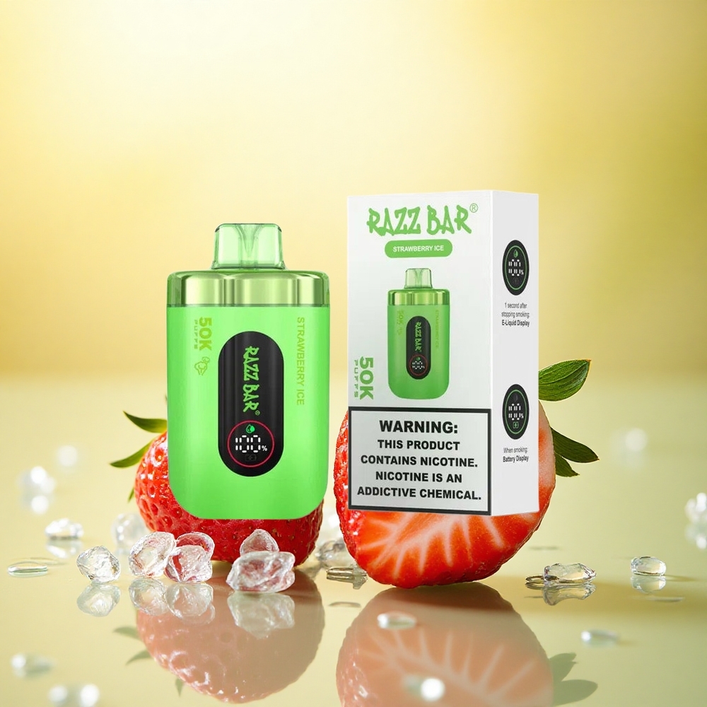 Razz Bar 50K Puffs Înghețată de Căpșuni cu 2% Nicotină și 650 mAh