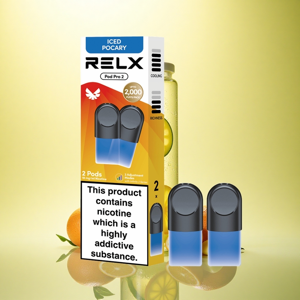 Relx Pod Pro 2 Vape Device Băutură-Răcită Pocary 18mg/ml Nicotină, 1.9ml Capacitate, 3 Moduri de Tensiune Relx Pod Pro 2 Vape Device Băutură-Răcită Pocary 18mg/ml Nicotină, 1.9ml Capacitate, 3 Moduri de Tensiune
