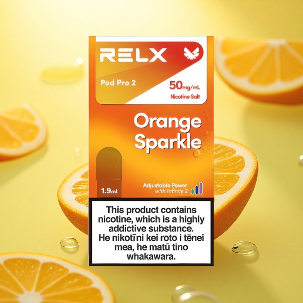 Relx Pod Pro 2 Vape Device Sclipire Portocalie 50mg/ml Nicotină, 1.9ml, 3 Moduri Tensiune